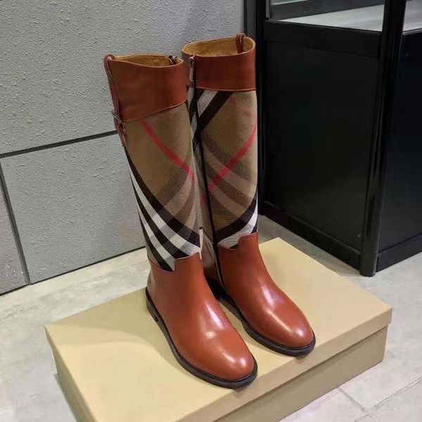 

fashion color matching round head women long boots female martin casual wild non-slip leather women's boots 04 b027, Black