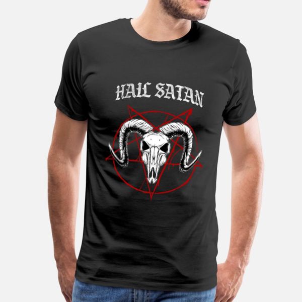 

hail satan t shirt men print short sleeve plus size 3xl natural fitness comfortable spring autumn pattern shirt