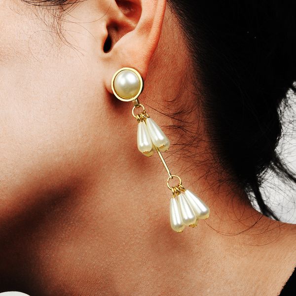 

new small fresh water drop pearl earrings earrings fashion simple sweet pearl long earrings female women jewelry, Golden;silver