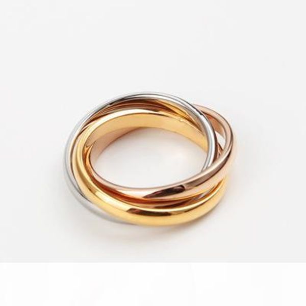 

316l titanium steel famous brand three ring connect for wedding rings for women and man ring ps5415, Silver