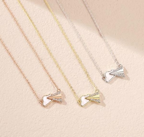 Flugzeug-Design Halskette weiblichen S925 silber Wald literarischen Stil etwas eingelegten Zirkon Wolke Claviclekette LY042