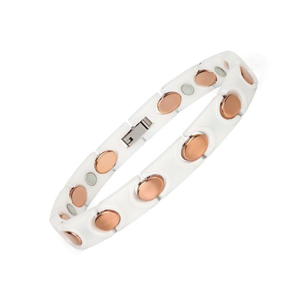 

new fashion jewelry healing magnetic ceramic bracelet white with golden for men women, Black