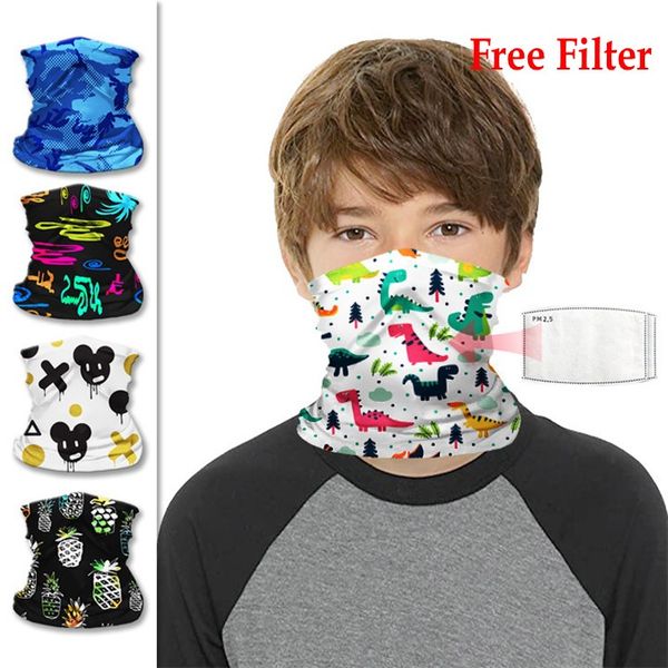 

children bandanas scarfs face neck gaiter tube dustproof bandana half face scarves toddler school camping cycling mask with filters, Blue;black