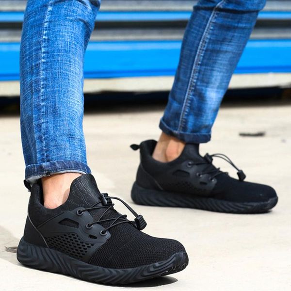 

2020 new casual men's sneaker lightweight wear-resistant breathing steel toe cap anti-smashing anti-puncture safety soft bottom