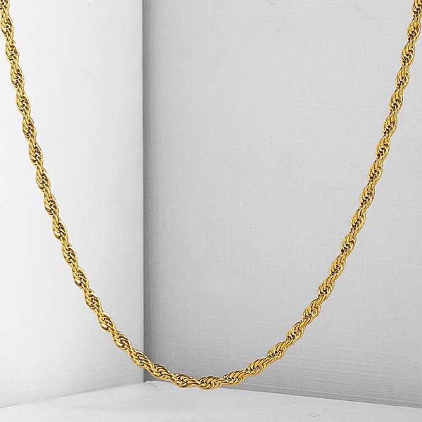 

twisted rope necklace womens mens chain yellow gold filled gf 2mm gn445, Silver