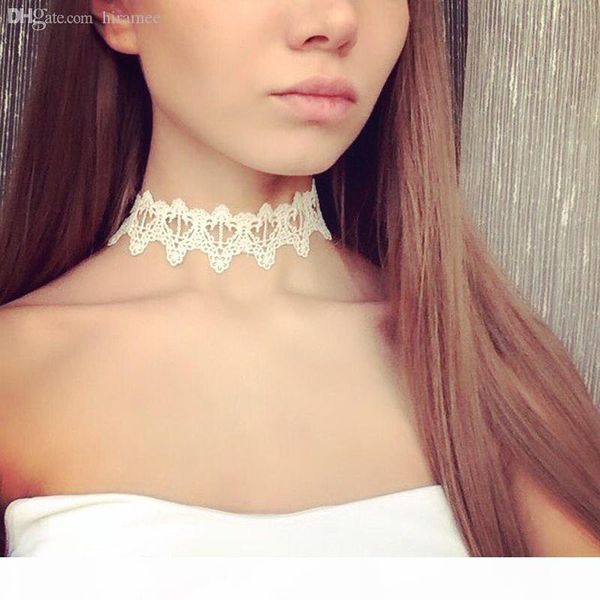 

wholesale-fashion jewelry accessories white lace tattoo choker necklace for couple lovers' n106, Golden;silver