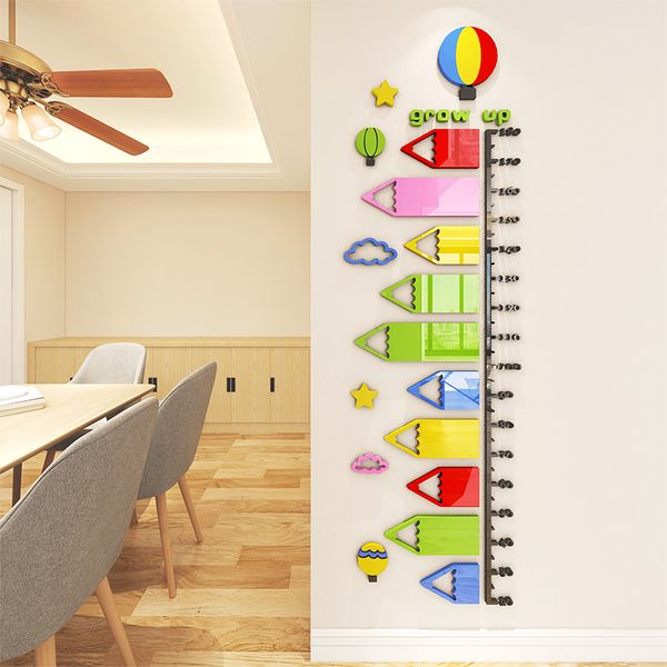 

cartoon pencil height sticker 3d stereo sticker for kids room living room acrylic height ruler wall stickers baby nursery decals