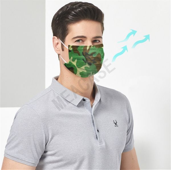 

20pcs/pack disposable fashion face mask camouflage 3 layer face masks non-woven fabric facemask dustproof mouth-muffle half d81006