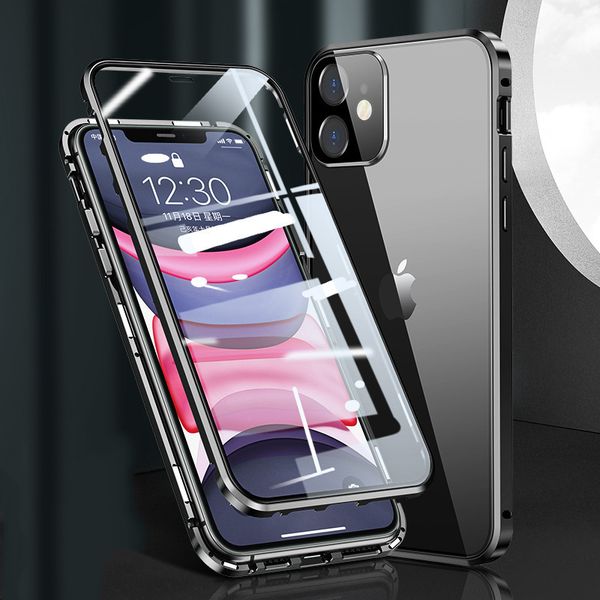 

New mobile phone case iphone12 11 Pro MAX 11 Pro 11 XSMAX XR XS/X case double-sided glass aluminum alloy straight edge protective case-