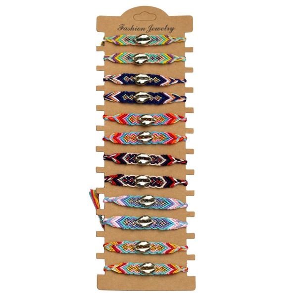 

uv alloy cowrie seashell silk stirng woven friendship bracelet women men short thin multicolor braided glorious jewelry present, Golden;silver