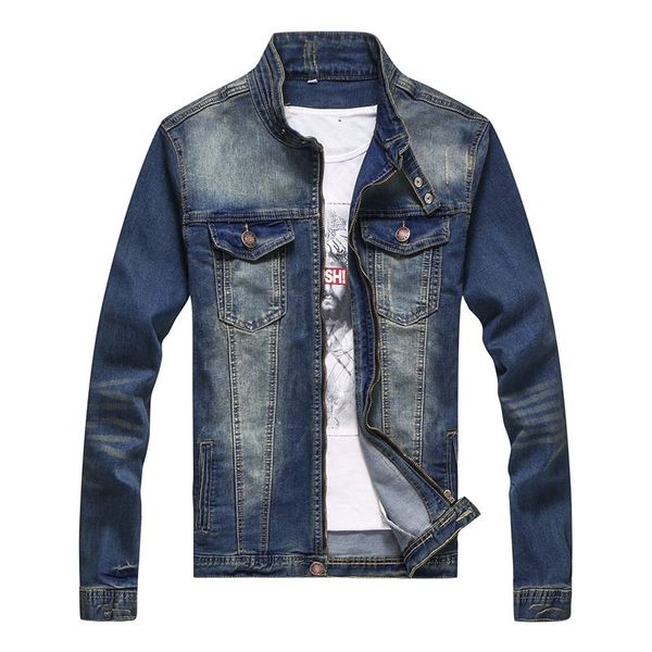 

new mens fashion jean jacket skinny mens jackets coats print spliced spliced vintage motorcycle jacket casual jeans coats 1540, Black;brown