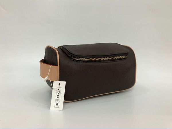 

single zipper makeup bag genuine leather 2020 new cosmetic bag clutch purse travel bag designer handbags print letter