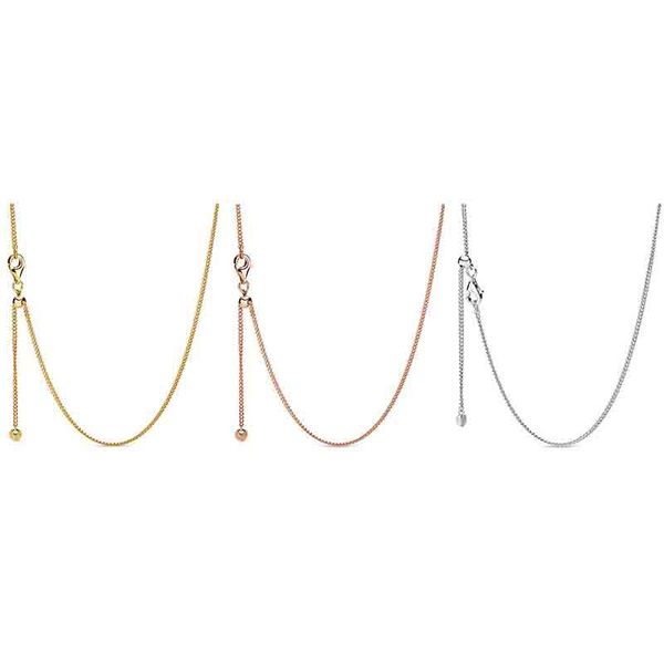 

pdb xl 14 original 925 sterling silver classic necklace silver gold rose gold optional fit for diy charm woman jewelry gift