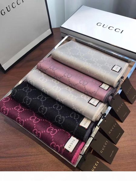 

оптово-good qualtiy размер 140 * 48 см luxury платки марка французского дизайнера letter pattern printed женщины подарки шерсть шелковых шар, Blue;gray