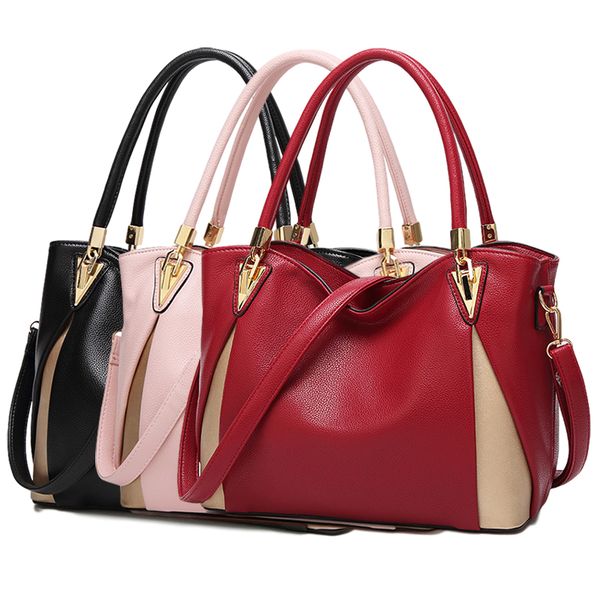 

women shoulder bags 2020 spring new wild ladies red messenger casual soft leather zipper crossbody pink handbag woman tote bag