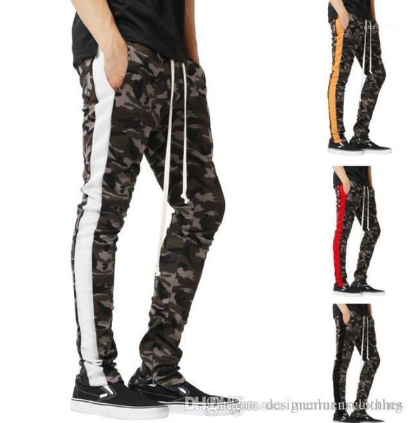 

jogger pants spring elastic waist striped pencil athletic casual pencil pants mens camouflage sport, Black