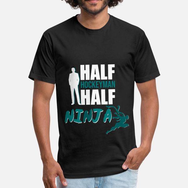 

половина hockeyman половины ниндзя тенниска мужчина размера печать хлопок s-3xl сплошного цвета fit юмор лето семьи рубашки