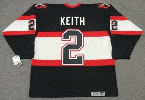 

duncan keith chicago blackhawks 1930s ccm vintage turn back hockey jersey all stitched quality any name any number any size goalie-cut, Black;red
