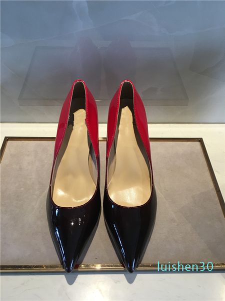 

so kate styles sliding sideways high heels shoes red bottom genuine leather point toe pumps rubber 002 l30, Black