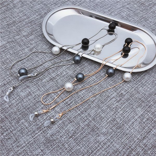 

luxury pearl beaded glasses necklace women elegant eyewears cord holder neck strap fashion reading sunlasses chain for ladies, Silver