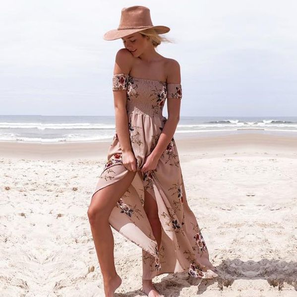 

print dresses summer sleeveless dresses beach long seaside holidaydresses seaside holiday female clothing women wrapped chest, Black;gray