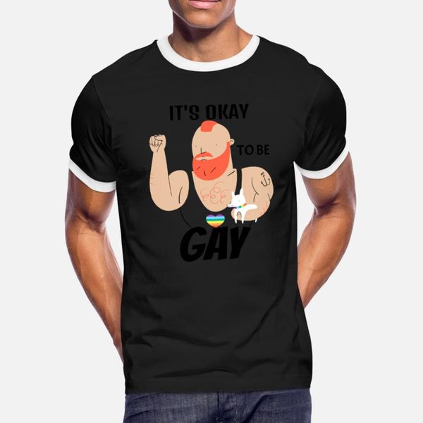 

man dog lgbt t shirt men designer cotton round collar leisure crazy authentic summer unique shirt