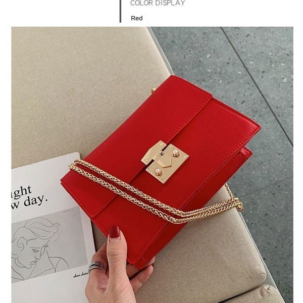 

western style women's 2019 new fashionable korean style all-match simple fashion chain shoulder square shoulder strap small square bag
