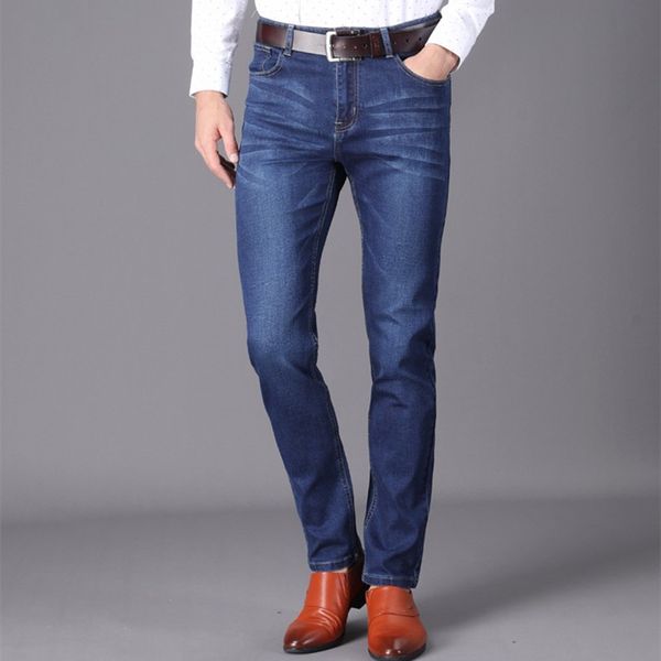 

2020 new men's slim elastic jeans fashion business classic style straight jeans denim pants trousers, Blue