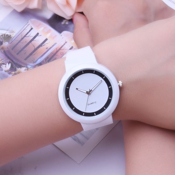 

women watch silicone strap casual sports ladies watch gift clock quartz movement wristwatch fashion, Slivery;brown