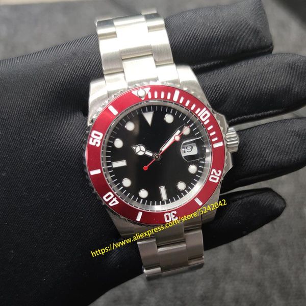 

aseptic dial black 40mm men's watch mechanical automatic stainless steel sapphire glass 2813 movement ceramic bezel no3, Slivery;brown