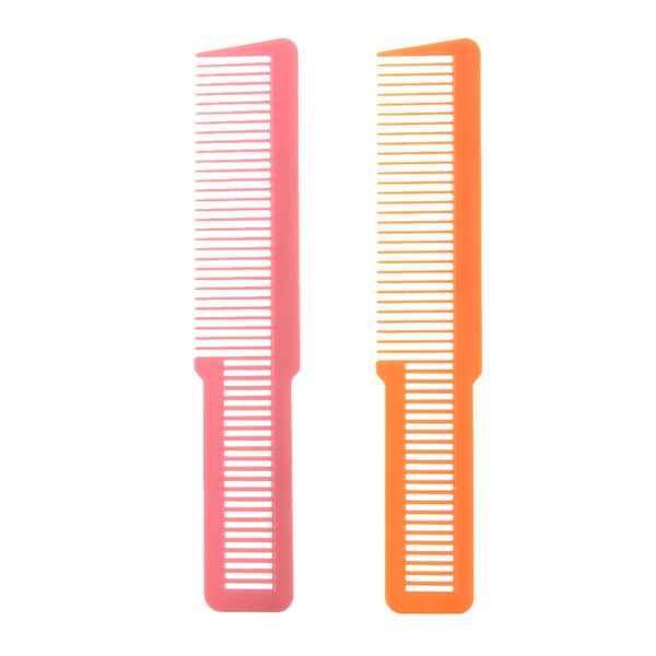 

2 pieces barber comb flat clipper combs pink + orange, Silver