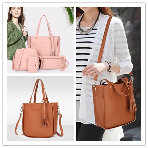 

4pcs woman bag set fashion female purse and handbag four-piece shoulder bag tote messenger purse drop shipping