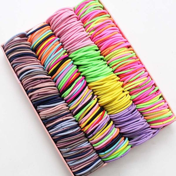 

100pcs/lot 3cm accessories girls rubber scrunchy elastic bands kids baby headband decorations ties gum for hairrxml, Slivery;white