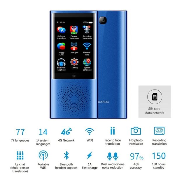 

w1 3,0 ai переводчик 117 языки wifi 4g offline портативный голосовое устройство smart business машинный перевод