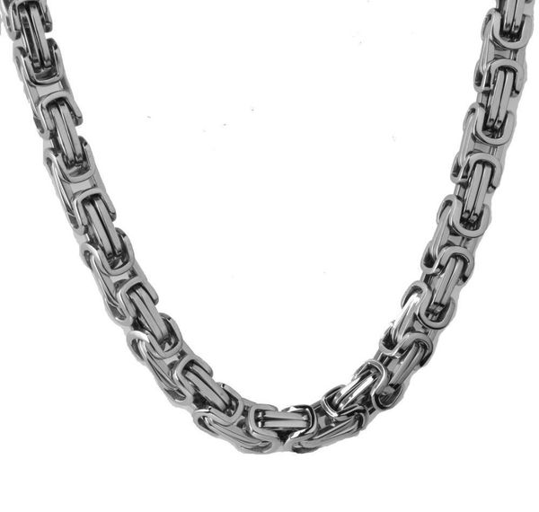 

8mm never fades 316l stainless steel silver byzantine box chain mens womens necklace 24 & bracelet 8.66 jewelry sets002
