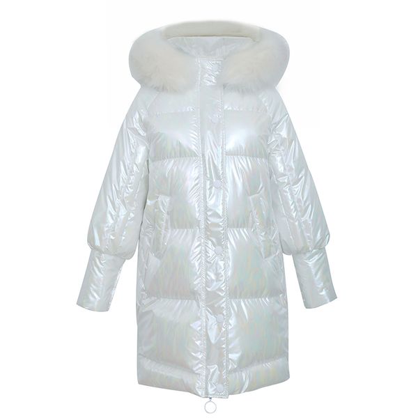 

women mid length down jacket mens designer jackets designer jacket coats glossy big fur collar winter jacket cotton bread coat fashion