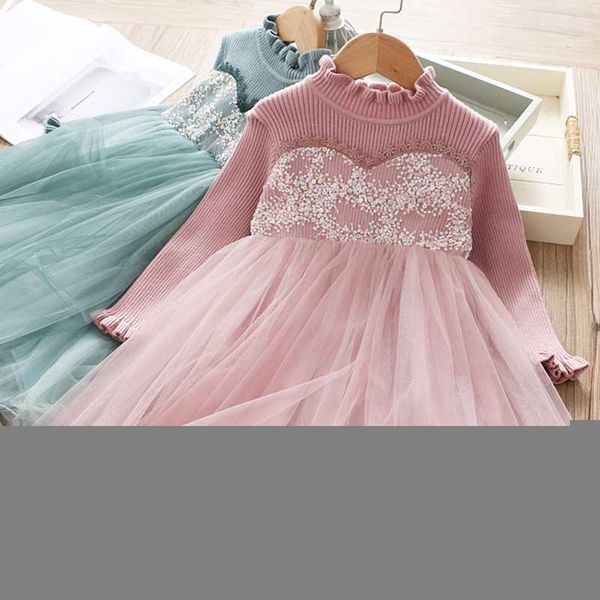 

kids dresses for girls winter long sleeves dresses cute style sequinned mesh princess girls lace dress 3 6 8y vestido infantil, Red;yellow