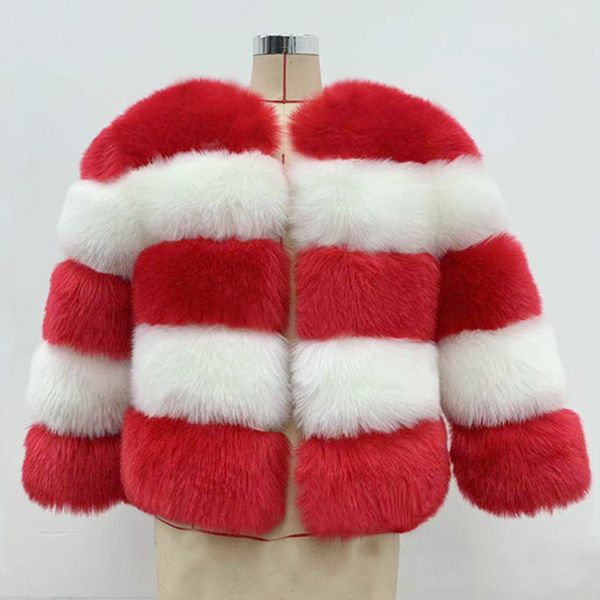 

women's fur & faux savabien winter jackets patchwork furry women coat 2021 thick warm fake jacket coats office streetwear, Black
