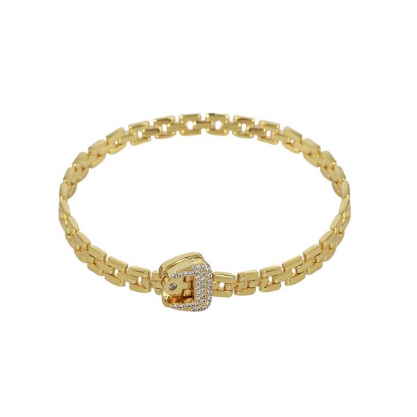 

europe and the united states ornament non-mainstream design stitching chain leather belt shape bracelet, Golden;silver