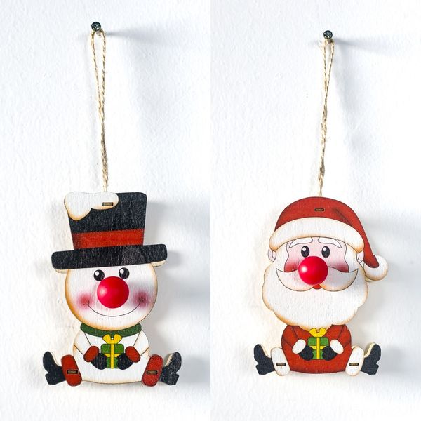 

xibao new wooden decoration santa pendant luminousluminous claus red nose luminous pendant with lights christmas tree decoration mwbwn mwbwn