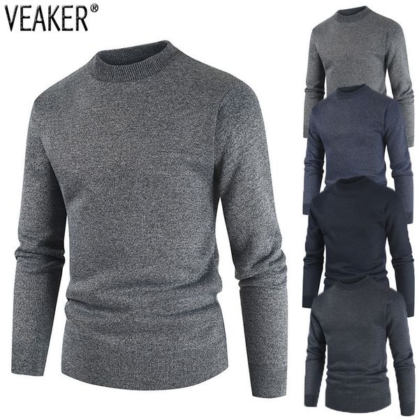 

2020 new men's o-neck sweaters male slim fit solid color sweaters autumn knitted pullover -3xl, White;black