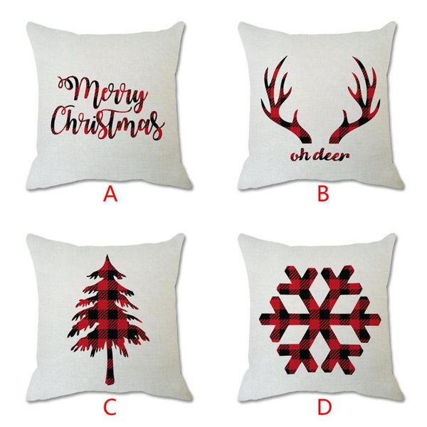 

pillow 1pc xmas red plaid printed soft sofa ornament cotton linen throw case cushion cover home living room decoration