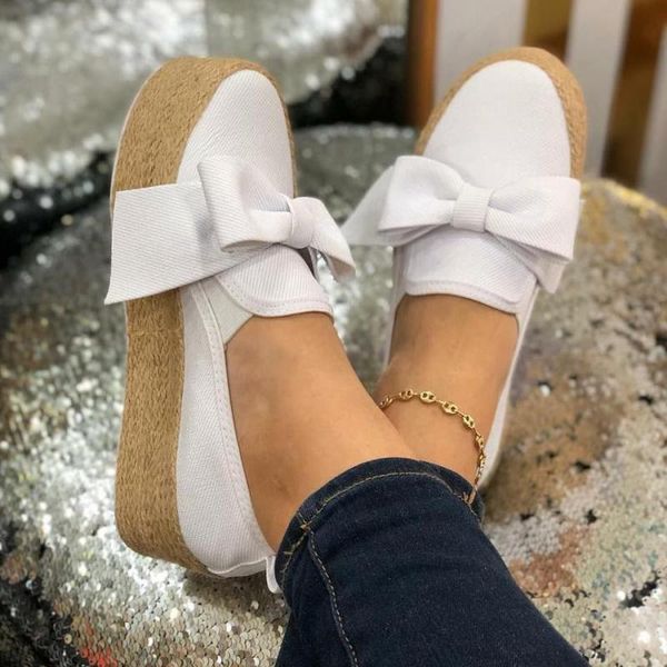 

2020 women flats shoes platform sneakers leather ladies loafers slip on bows flats casual shoes cotton fabric 35-43, Black