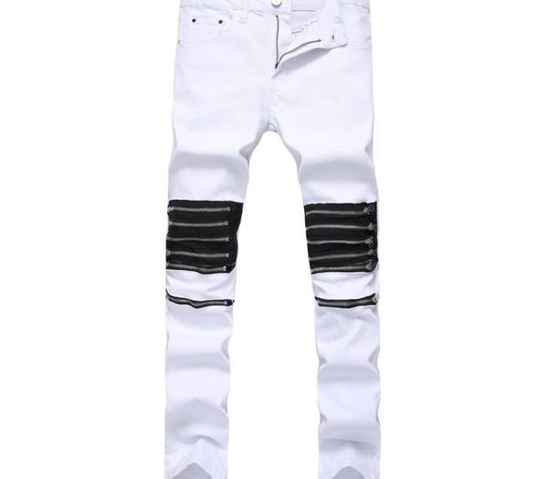 

ripped men jeans pants solid straight slim fit denim trousers men pockets fashion plus size denim pants, Blue