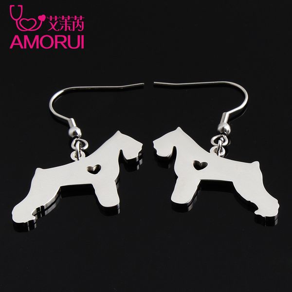 

dangle & chandelier amorui dog earrings for women stainless steel no fade gold/silver color schnauzer pet drop earings fashion jewelry gift