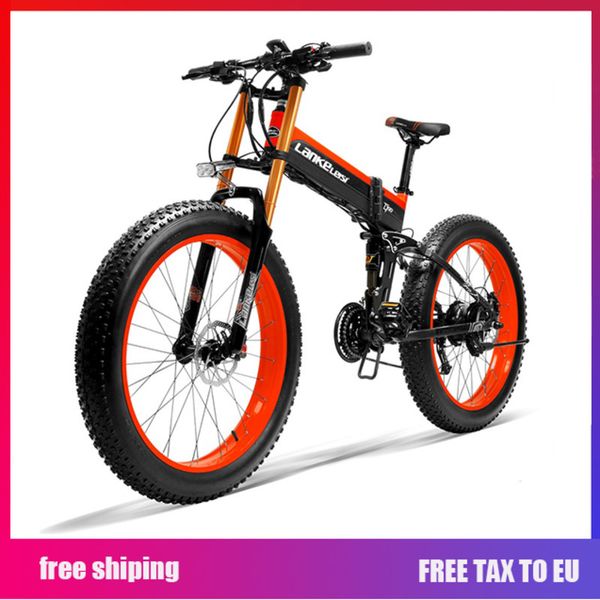 

lankeleisi ebike with plegable electric bicycle de gran potencia de 26''48 v 1000w bike14.5a battery de li-ion, neumatic, Silver;blue