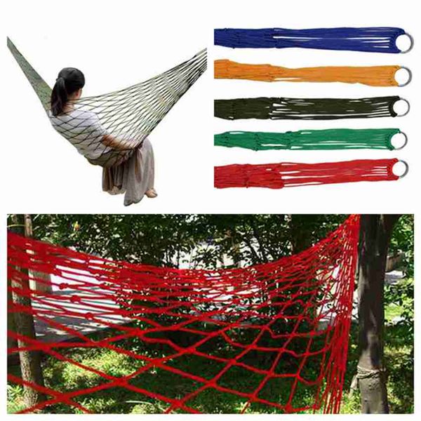 

5 colors outdoor portable camping hammock garden hanging mesh hammock nylon mesh sleeping bed hammock gadgets zza2374 25pcs