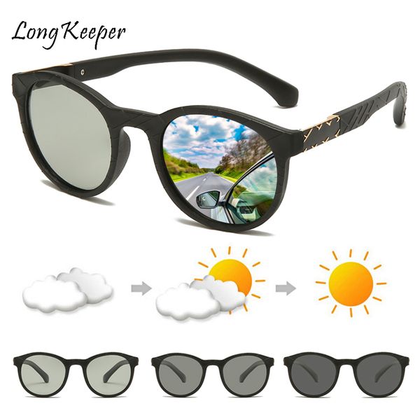 

round pchromic sunglasses men polarized driving chameleon glasses male change color sun glasses day night driver's eyewear, White;black