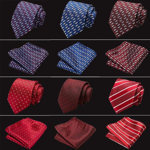 

new classic mens tie handkerchief necktie set fashion stripe ties for men cravat party man gift wedding formal dress accessories, Black;gray
