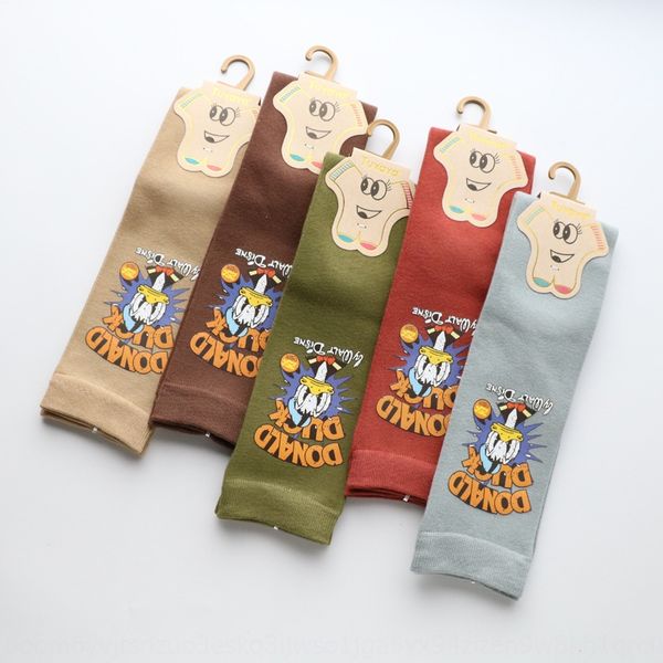 

autumn winter children's cartoon autumn winter children and socks long tube korean stamping big mouth duck student pile socks no heel s, Black